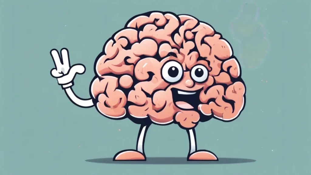 happy looking brain mind character
